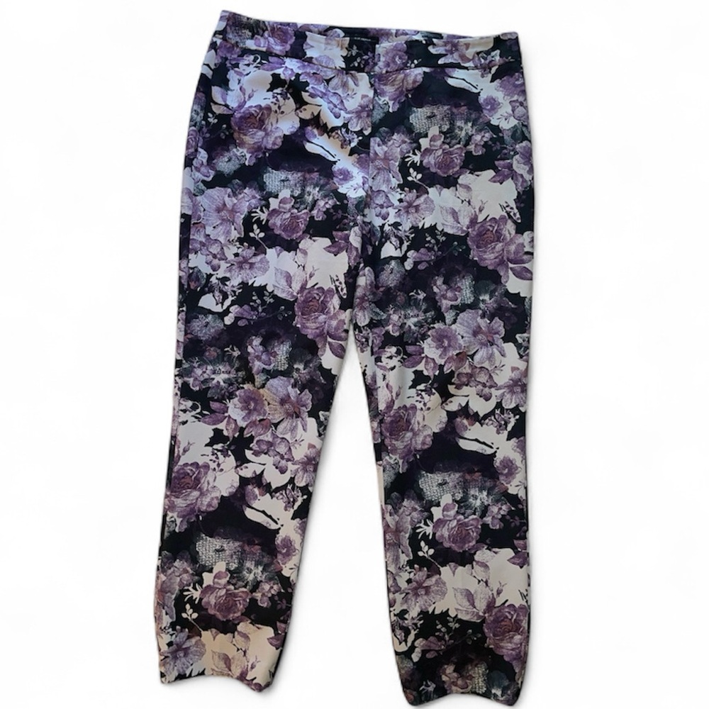 Nine West Purple Floral Straight Leg Pants